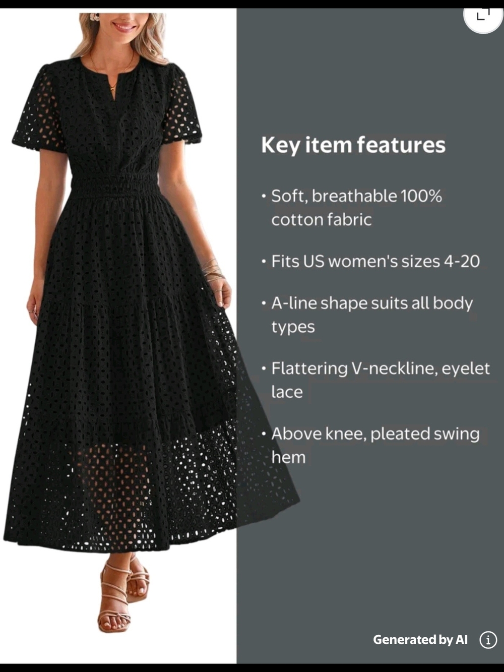 Women's Black Eyelet Tiered Maxi Skirt - Picture 4 of 4
